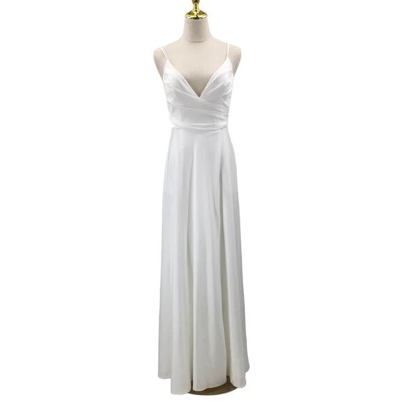 LULU'S 4 S White Choose Your Love Surplice Neck Sleeveless Maxi Dress NWT 0B10 - Picture 3 of 11